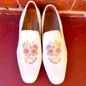 Floral skull men’s” Pazano” canvas slip on shoes
